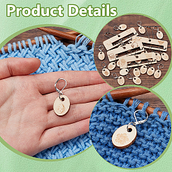 Oval Wooden Pendant Locking Stitch Markers and Frame&nbsp;HJEW-FG00009