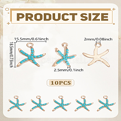 10Pcs Starfish Alloy Resin Pendants&nbsp;ALRI-LP0001-01