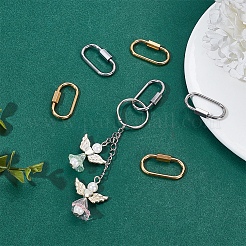 6Pcs 2 Colors 304 Stainless Steel Screw Carabiner Lock Charms&nbsp;STAS-HY0001-77