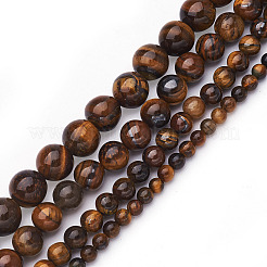 4 Strands 4 Style Natural Grade AB Tiger Eye Round Beads Strands&nbsp;G-TA0001-27