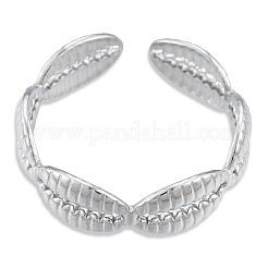 304 Stainless Steel Shell Wrap Open Cuff Ring for Women&nbsp;RJEW-N038-102P