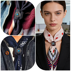 2Pcs 2 Colors Leather & Alloy & Synthetic Turquoise Scarf Clips&nbsp;AJEW-CL0005-24C