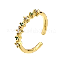 Brass Micro Pave Cubic Zirconia Cuff Rings for Women&nbsp;RJEW-H247-31G