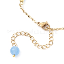 Dyed Round Natural Malaysia Jade & 304 Stainless Steel Cable Chain Ankelets&nbsp;AJEW-AN00701-03