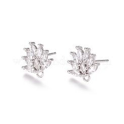 Brass Cubic Zirconia Stud Earring Findings&nbsp;EJEW-E257-03P