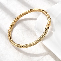Braided 304 Stainless Steel Cuff Bangles for Women&nbsp;BJEW-A067-04G
