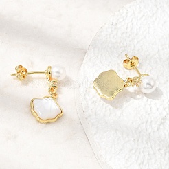 Brass Micro Pave Cubic Zirconia Stud Dangle Earrings&nbsp;CU-CBABA66-10G