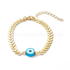 Polymer Clay Flat Round Evil Eye Link Bracelets&nbsp;BJEW-JB06557