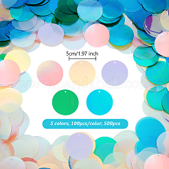 500Pcs 5 Colors Iridescent PVC Paillette/Sequins Pendants&nbsp;KY-OC0001-33C