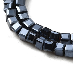 Cube Shaped Black Plated Crystal Glass Beads Strands&nbsp;EGLA-F013-J01