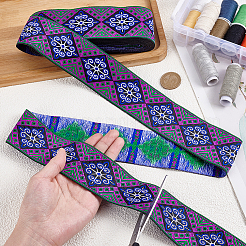 Hexagon Pattern Vintage Jacquard Polyester Ribbon&nbsp;OCOR-WH0107-12B