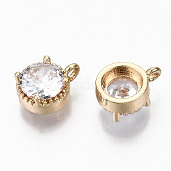 Brass Glass Rhinestone Charms&nbsp;GLAA-S179-32-RS