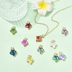 11Pcs 11 Colors Brass with K9 Glass Charms&nbsp;KK-CJ0004-07