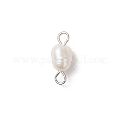 Natural Cultured Freshwater Pearl Rice Connector Charms&nbsp;PALLOY-JF04478-02
