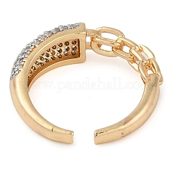 Chain Style Brass Micro Pave Clear Cubic Zirconia Open Cuff Ring for Women&nbsp;RJEW-Q819-06G