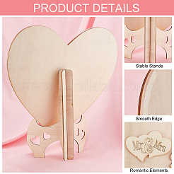 Heart Shape Wooden Guest Book Ornaments&nbsp;DJEW-WH0034-80