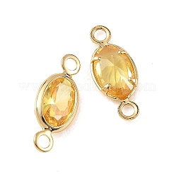 SHEGRACE Brass Pave Cubic Zirconia Oval Connector Charms&nbsp;XGRQ2O670-439C-G