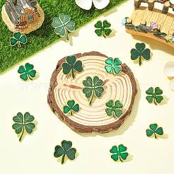 20Pcs 5 Styles Saint Patrick's Day Clover Alloy Enamel Lapel Pin Back Brooches for Backpack Clothes&nbsp;JEWB-CJ0003-65