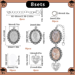 DIY Blank Oval & Heart Alloy Pendants Decoration Making Kit for Graduation&nbsp;DIY-SC0025-37
