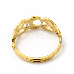 Ion Plating(IP) 304 Stainless Steel Crescent Moon Adjustable Ring for Women&nbsp;RJEW-B027-03G