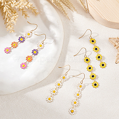3 Pairs 3 Colors Enamel Daisy Flower Dangle Earrings&nbsp;EJEW-AN0001-41
