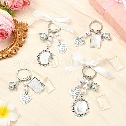 Alloy Blank Dome Photo Frame Oval & Rectangle Bridal Charm&nbsp;KEYC-CJ00008