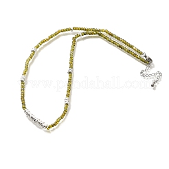 Faceted Rondelle Natural Peridot Beaded Necklaces for Women&nbsp;NJEW-M048-03