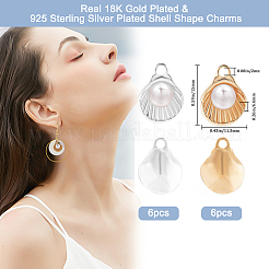 12Pcs 2 Colors Brass with Glass Pearl Pendants&nbsp;KK-BBC0024-92