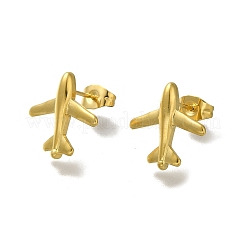 Ion Plating(IP) 304 Stainless Steel Airplane Stud Earrings for Women&nbsp;EJEW-U027-02G