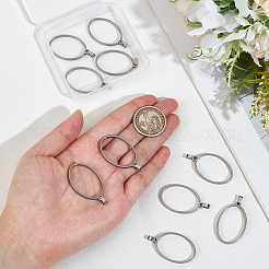 10Pcs 304 Stainless Steel Open Back Bezel Oval Pendants&nbsp;PALLOY-UN00038