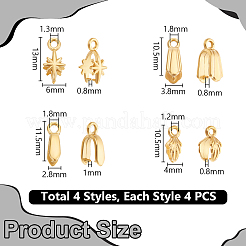 16Pcs 4 Styles 304 Stainless Steel SIce Pick Pinch Bails&nbsp;STAS-UN0059-73G