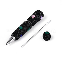 Heart Resin & Polymer Clay Pave Rhinestone Ball-Point Pen&nbsp;AJEW-T013-03F