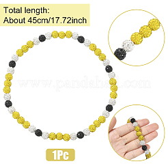 1Pc Polymer Clay Rhinestone Round Beaded Stretch Necklaces&nbsp;NJEW-SP0001-14L