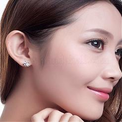 Real Platinum Plated Flower Brass Stud Earrings&nbsp;EJEW-EE0001-230