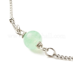 Natural Dyed White Jade & Malaysia Jade Anklets for Women&nbsp;AJEW-AN00476-05