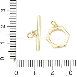 Hexagon Brass Toggle Clasps&nbsp;KK-C251-18G