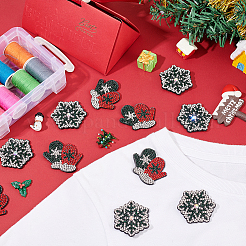 16Pcs 2 Style Christmas Theme Gloves & Snowflake Shape Non-woven Fabrics Appliques&nbsp;PATC-FG0001-40