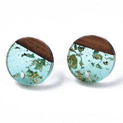 Transparent Resin & Walnut Wood Stud Earring Findings&nbsp;MAK-N032-007A-F02