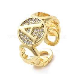 Brass Micro Pave Clear Cubic Zirconia Ooen Cuff Rings for Women&nbsp;RJEW-K289-02G