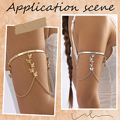 2Pcs 2 Colors Iron and Brass Upper Arm Bangles&nbsp;BJEW-CY0001-11A