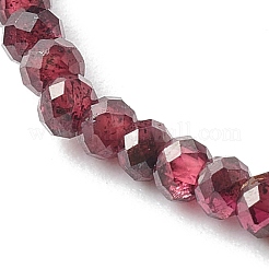 Faceted Rondelle Natural Garnet Beads Stretch Bracelets&nbsp;BJEW-JB06383-01