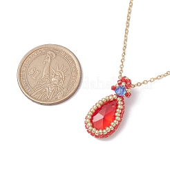 Glass Teardrop Pendant Necklaces&nbsp;NJEW-MZ00066-01