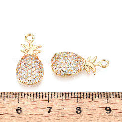 Brass Pave Clear Cubic Zirconia Pendants&nbsp;KK-T074-108G