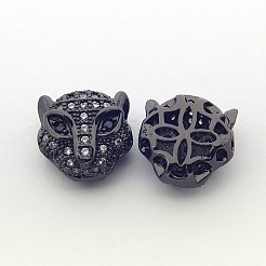 Brass Micro Pave Cubic Zirconia Leopard Beads&nbsp;ZIRC-L007-41