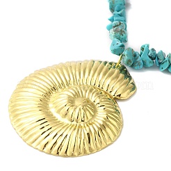 Boho Dyed Synthetic Turquoise Chip & Plastic Pearl Multi Layered Necklaces&nbsp;NJEW-U006-04A-G