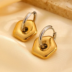 304 Stainless Steel Two Tone Pentagon Hoop Earrings&nbsp;FS-WG01727-01