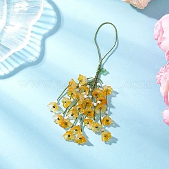 Glass Flower Tassel Pendant Decorations&nbsp;HJEW-TA00420-03