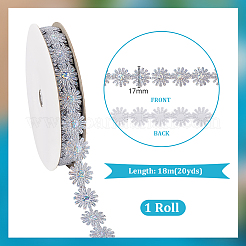 Sparkle Polyester Flower Lace Trim Ribbon&nbsp;OCOR-WH0105-095B