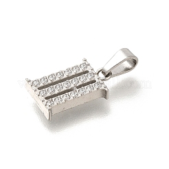304 Stainless Steel Micro Pave Cubic Zirconia Pendants&nbsp;STAS-H228-02P-03