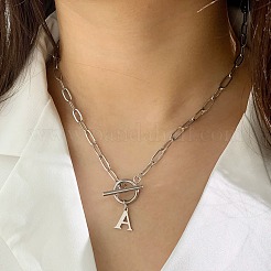 Stainless Steel Paperclip Chain Initial Necklaces with OT Clasps&nbsp;WGD6039-01